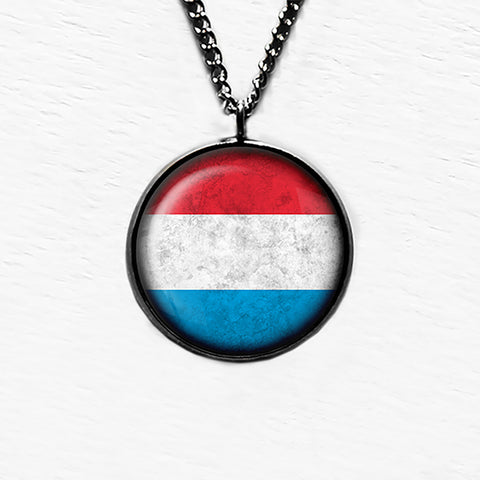 Luxembourg Lëtzebuerg Flag Pendant & Necklace