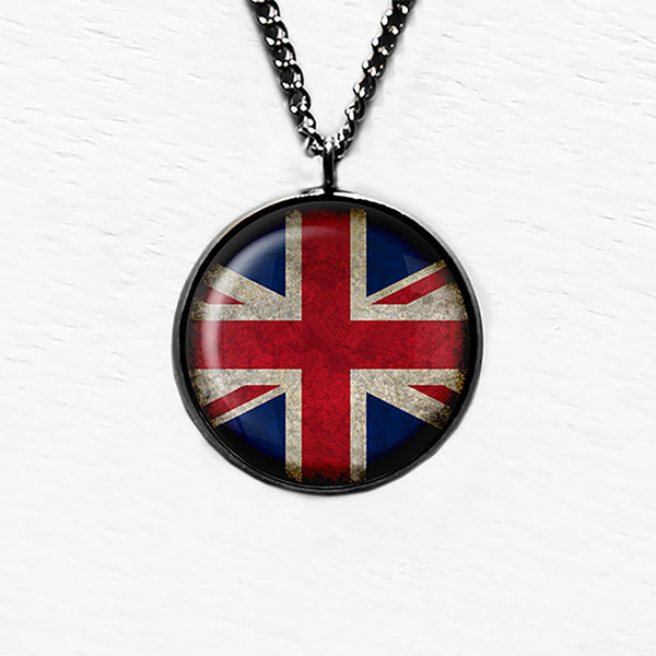 United Kingdom UK Commonwealth Union Jack Flag Pendant & Necklace