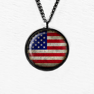 United States of America USA Flag Pendant & Necklace