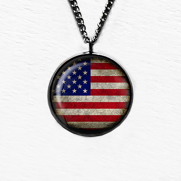 United States of America USA Flag Pendant & Necklace
