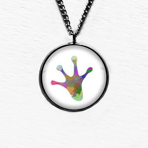 Frog Paw Print Rainbow Watercolor Pendant & Necklace