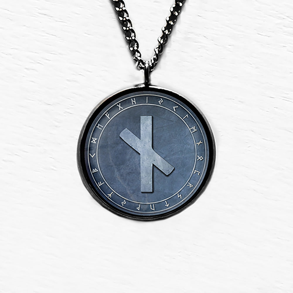 Viking Runes Elder Futhark Rune Circle N Nauthiz Neccesity Pendant & Necklace