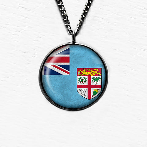 Fiji Fijian Flag Pendant & Necklace