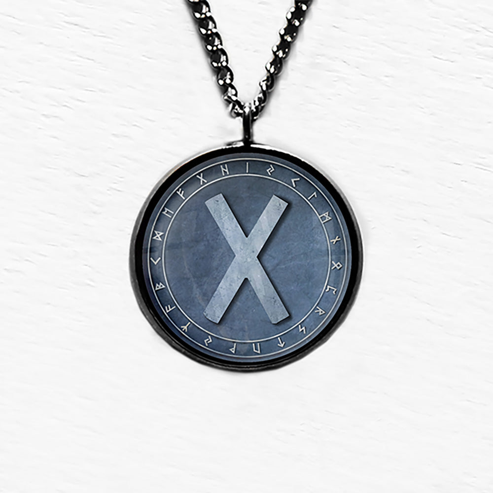 Viking Runes Elder Futhark Rune Circle G Gebo Gift Pendant & Necklace