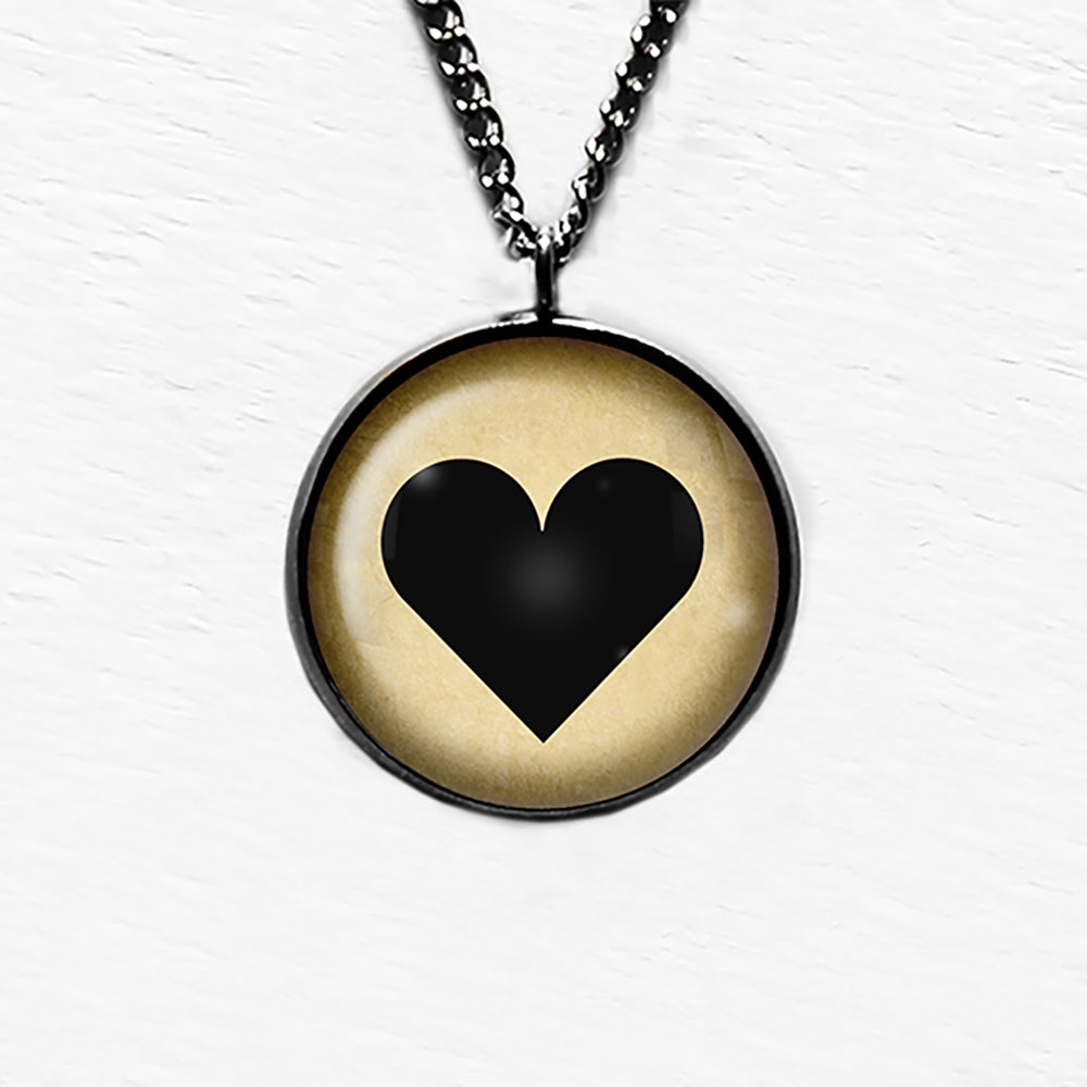 Black Love Heart Mothers Valentines Pendant & Necklace
