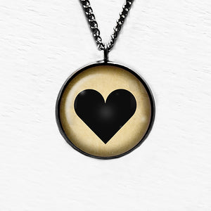 Black Love Heart Mothers Valentines Pendant & Necklace