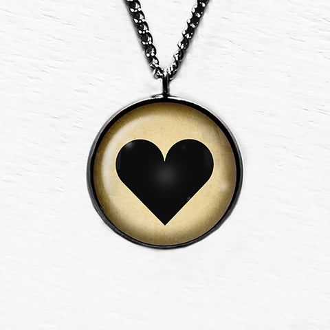Black Love Heart Mothers Valentines Pendant & Necklace
