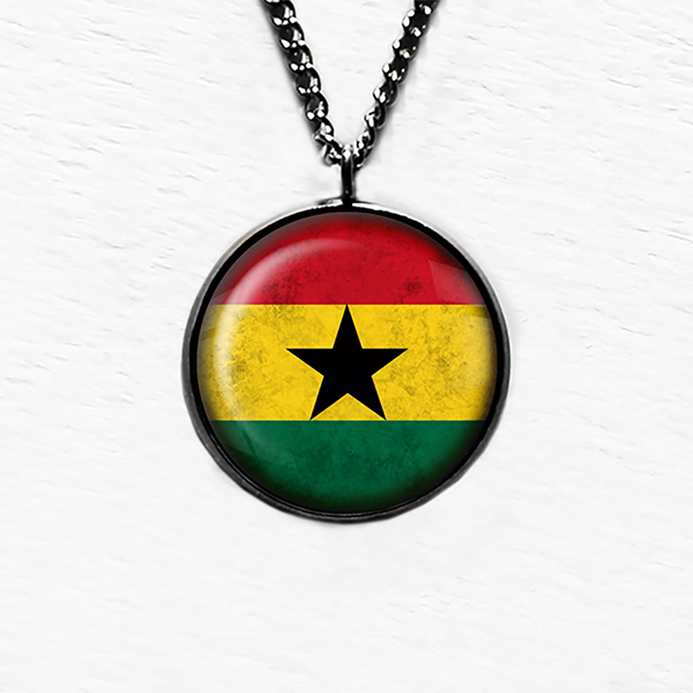 African Nation Ghana Flag Pendant & Necklace
