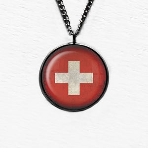 Switzerland Swiss Flag Pendant & Necklace