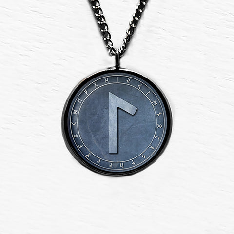 Viking Runes Elder Futhark Rune Circle L Laguz Water Pendant & Necklace