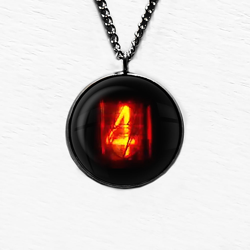 Dieselpunk Steampunk Cyberpunk Nixie Tube Print Number 4 Four Pendant & Necklace