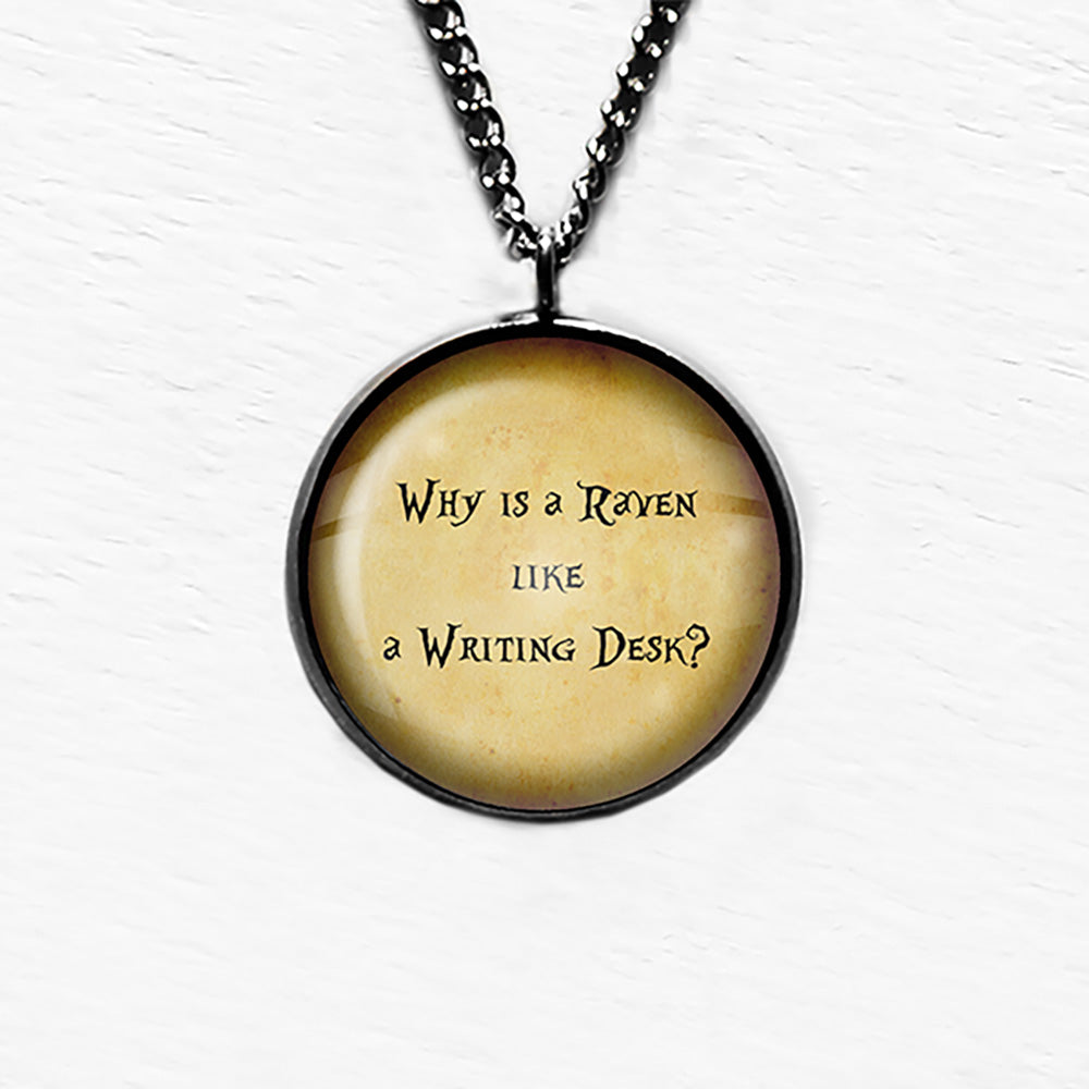 Alice in Wonderland Raven Writing Desk Pendant & Necklace