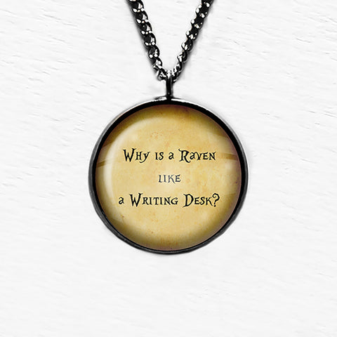 Alice in Wonderland Raven Writing Desk Pendant & Necklace