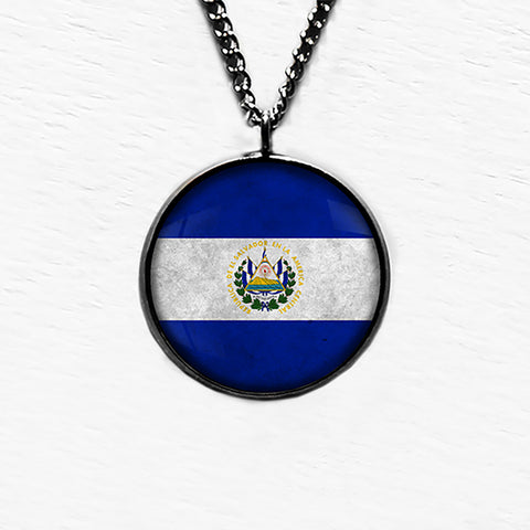 El Salvador Salvadoran Flag Pendant & Necklace