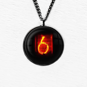 Dieselpunk Steampunk Cyberpunk Nixie Tube Print Number 6 Six Pendant & Necklace