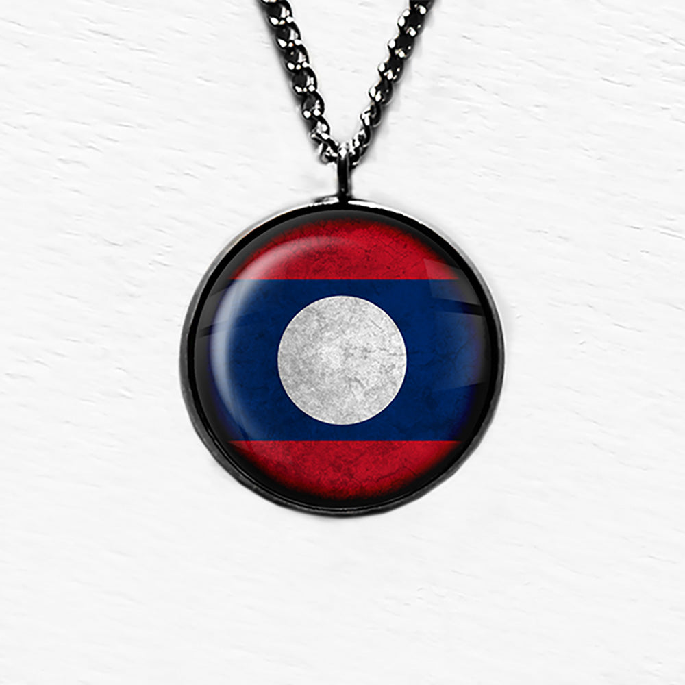 Laos Laotian Flag Pendant & Necklace