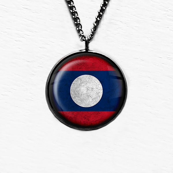 Laos Laotian Flag Pendant & Necklace