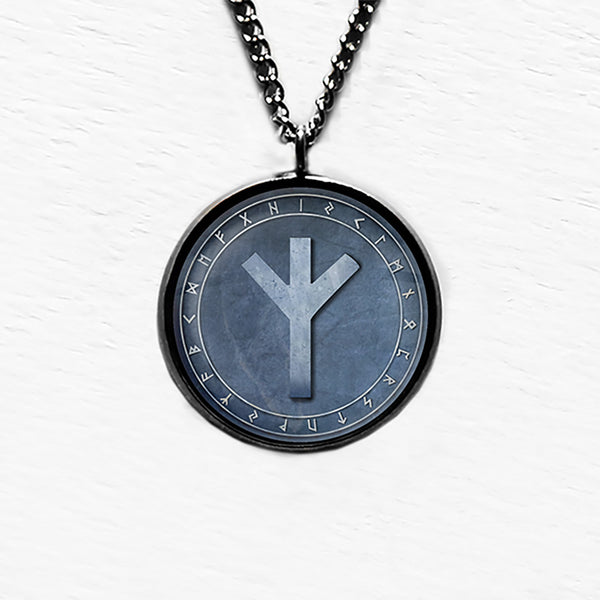 Viking Runes Elder Futhark Rune Circle Z Algiz Elk Pendant & Necklace