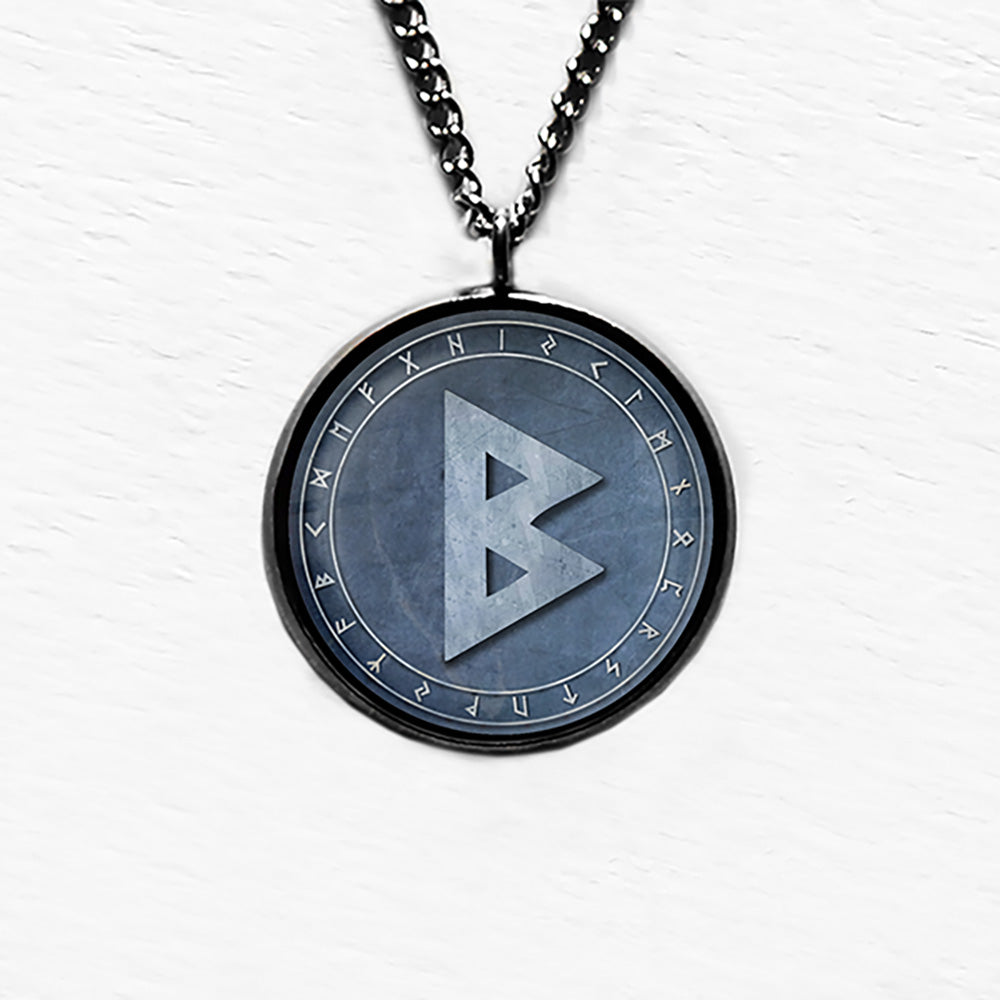 Viking Runes Elder Futhark Rune Circle B Berkana Birth Pendant & Necklace
