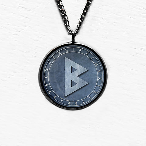 Viking Runes Elder Futhark Rune Circle B Berkana Birth Pendant & Necklace