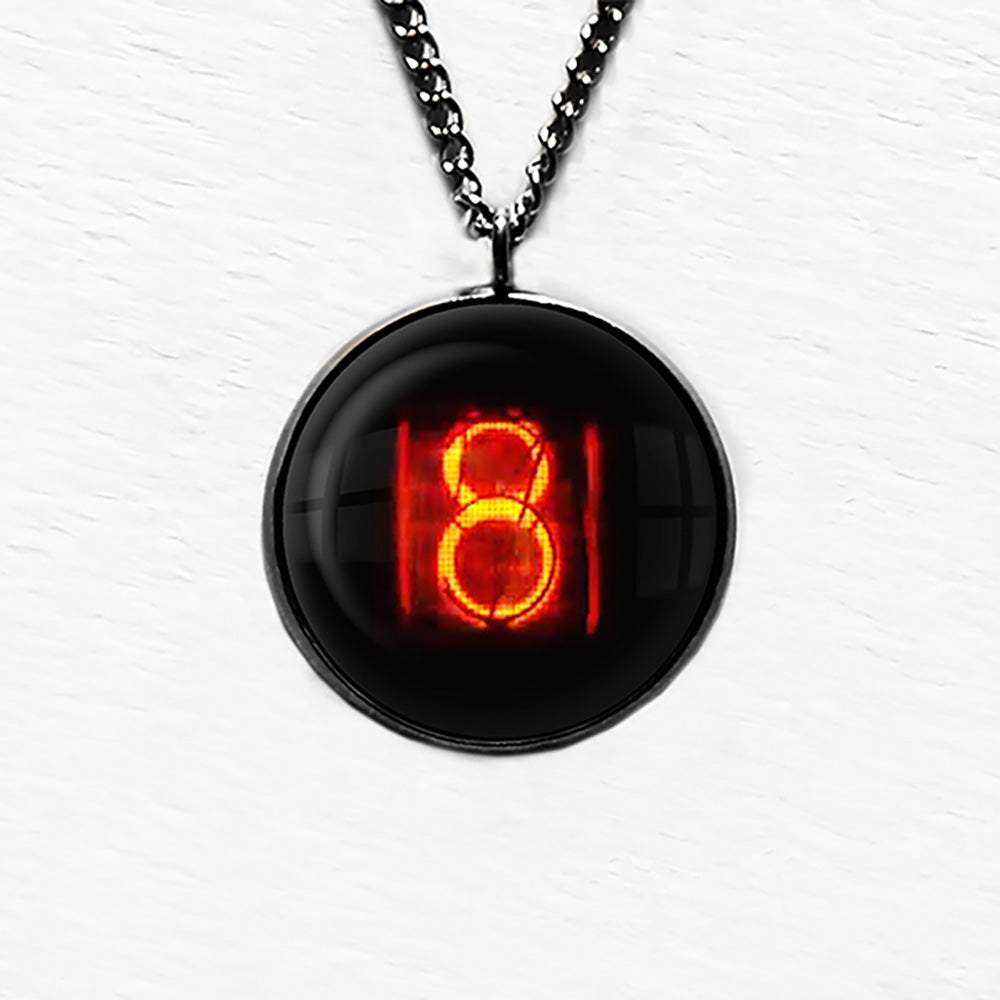 Dieselpunk Steampunk Cyberpunk Nixie Tube Print Number 8 Eight Pendant & Necklace