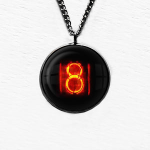 Dieselpunk Steampunk Cyberpunk Nixie Tube Print Number 8 Eight Pendant & Necklace