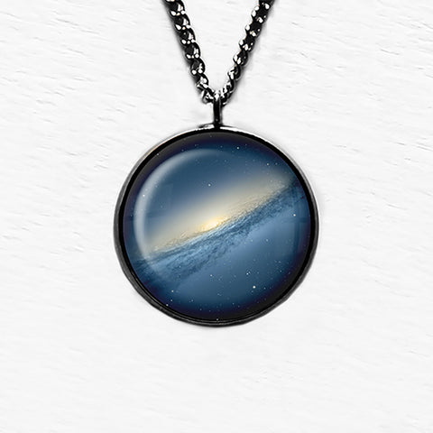 NASA Photograph Blue Galaxy Pendant & Necklace