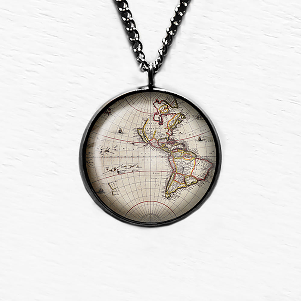 Ancient Map North South America Canada Pendant & Necklace