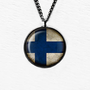 Republic of Finland Finnish Flag Pendant & Necklace