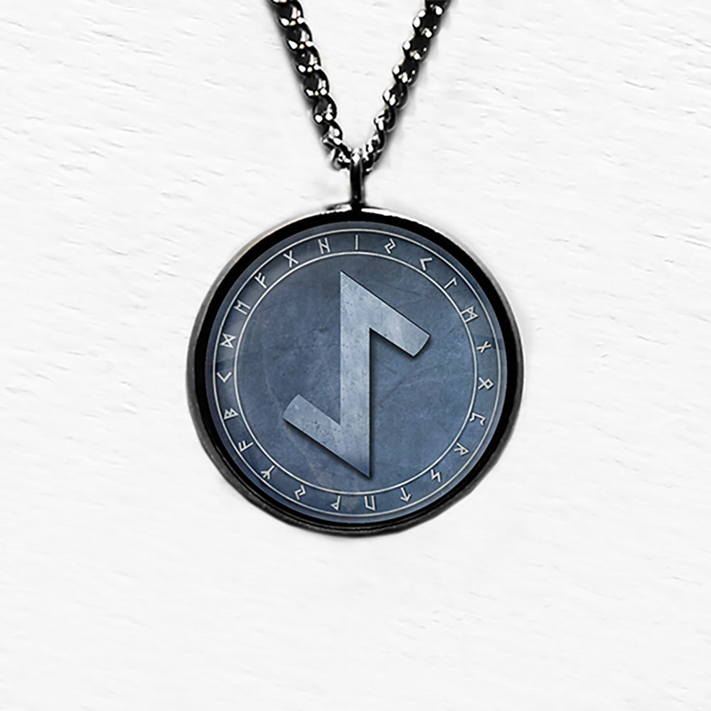 Viking Runes Elder Futhark Rune Circle AE Eihwaz Yew Tree Pendant & Necklace