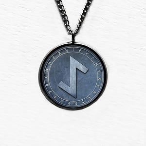 Viking Runes Elder Futhark Rune Circle AE Eihwaz Yew Tree Pendant & Necklace