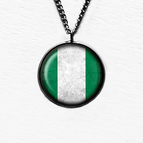 African Nation Nigeria Flag Pendant & Necklace
