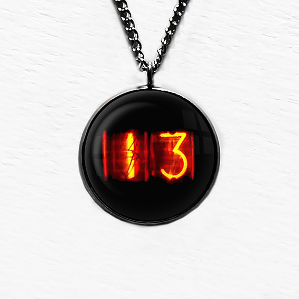 Dieselpunk Steampunk Cyberpunk Nixie Tube Print Number 13 Thirteen Halloween Pendant & Necklace