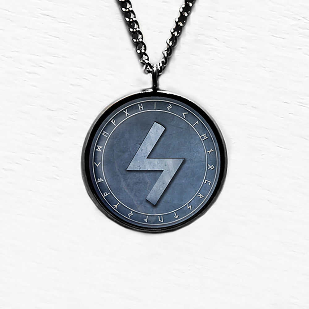 Viking Runes Elder Futhark Rune Circle S Sowilo Sun Pendant & Necklace