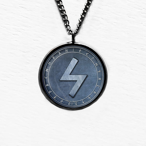 Viking Runes Elder Futhark Rune Circle S Sowilo Sun Pendant & Necklace