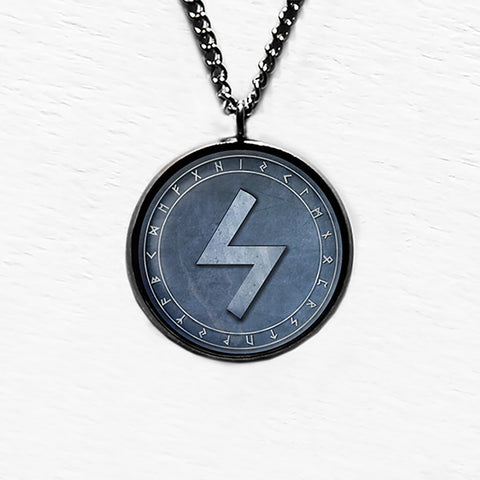 Viking Runes Elder Futhark Rune Circle S Sowilo Sun Pendant & Necklace