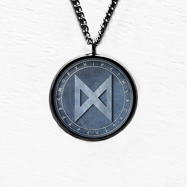 Viking Runes Elder Futhark Rune Circle D Dagaz Dawn Pendant & Necklace