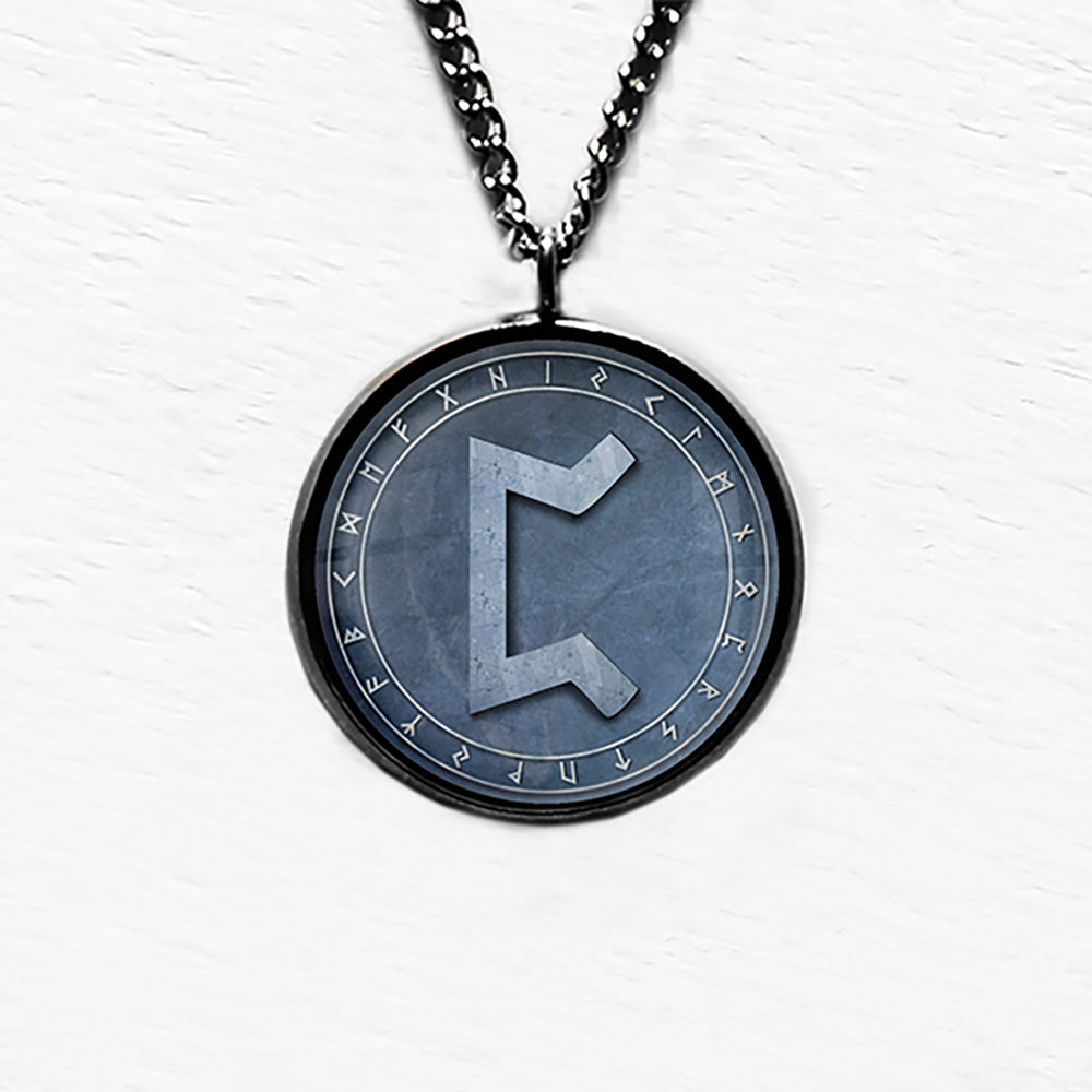 Viking Runes Elder Futhark Rune Circle P Peorth Hearth Pendant & Necklace
