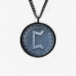 Viking Runes Elder Futhark Rune Circle P Peorth Hearth Pendant & Necklace