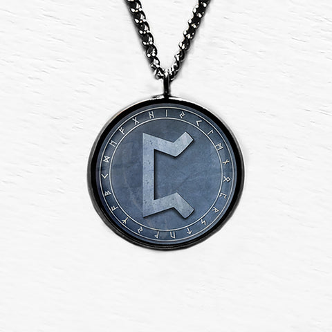 Viking Runes Elder Futhark Rune Circle P Peorth Hearth Pendant & Necklace