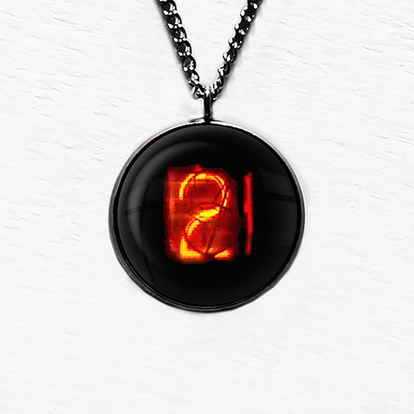 Dieselpunk Steampunk Cyberpunk Nixie Tube Print Number 2 Two Pendant & Necklace