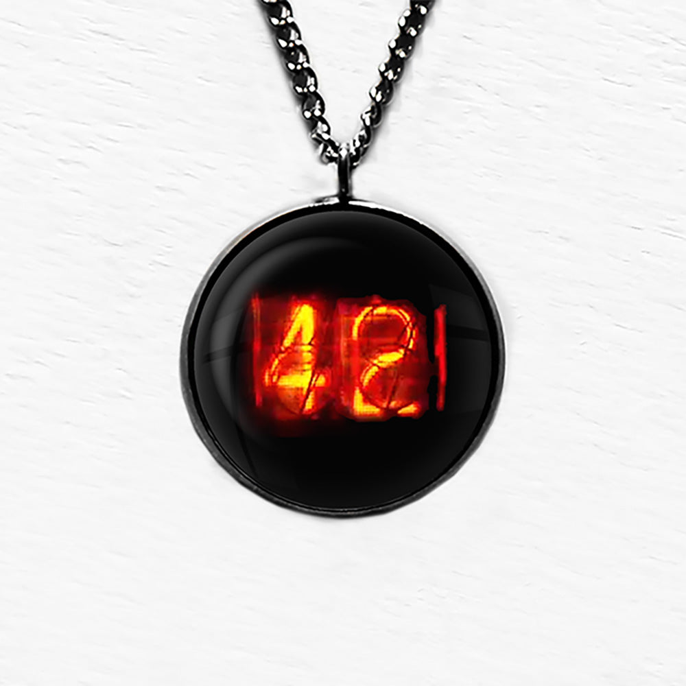 Dieselpunk Steampunk Cyberpunk Nixie Tube Print Number 42 Forty Two Meaning of Life Pendant & Necklace