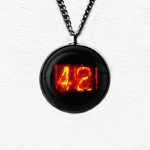 Dieselpunk Steampunk Cyberpunk Nixie Tube Print Number 42 Forty Two Meaning of Life Pendant & Necklace