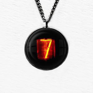 Dieselpunk Steampunk Cyberpunk Nixie Tube Print Number 7 Seven Pendant & Necklace