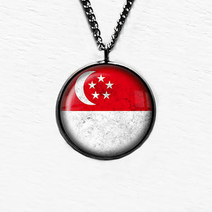 Singapore Singaporean Flag Pendant & Necklace