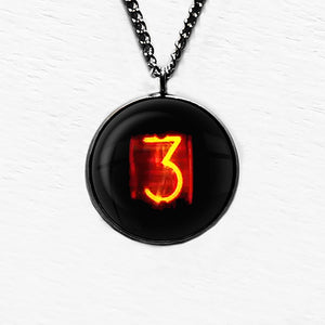 Dieselpunk Steampunk Cyberpunk Nixie Tube Print Number 3 Three Pendant & Necklace