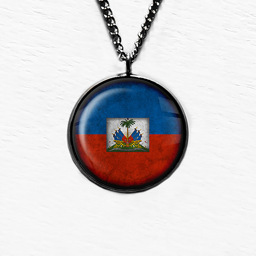 Haiti Haitian Flag Pendant & Necklace