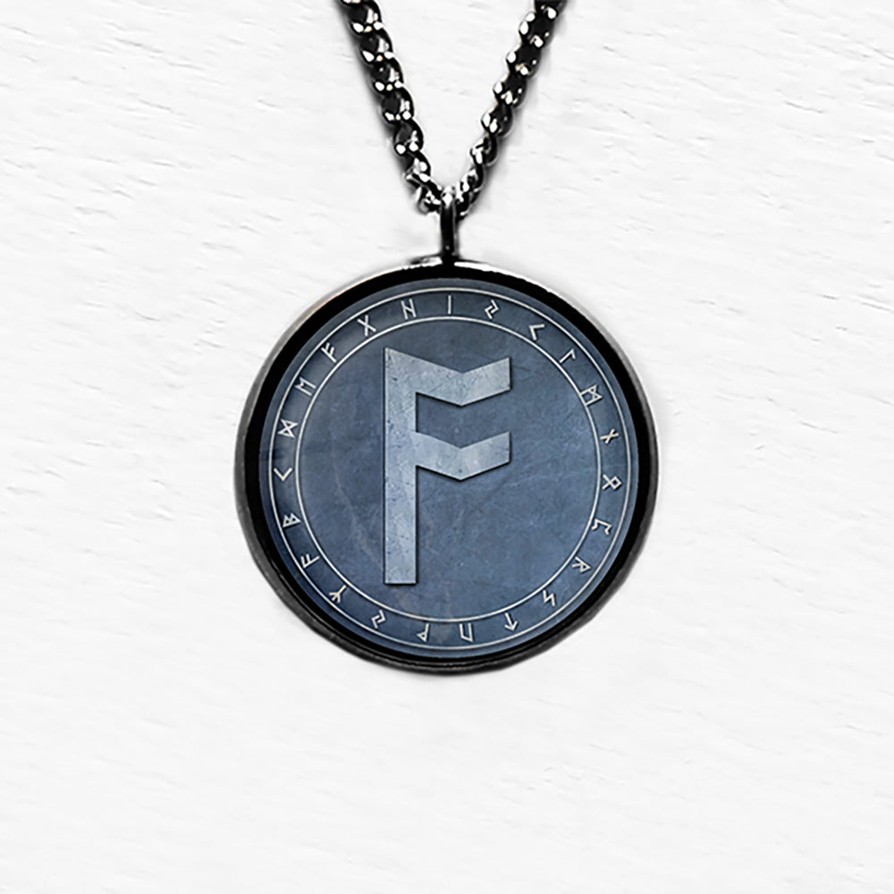 Viking Runes Elder Futhark Rune Circle A Ansuz Odin Pendant & Necklace