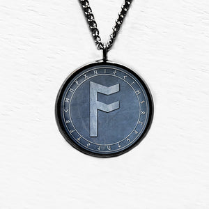 Viking Runes Elder Futhark Rune Circle A Ansuz Odin Pendant & Necklace