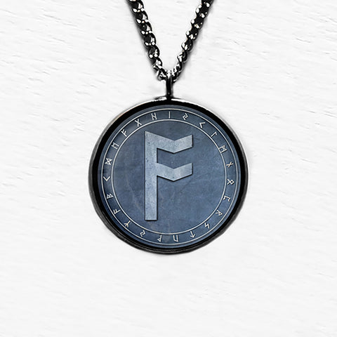 Viking Runes Elder Futhark Rune Circle A Ansuz Odin Pendant & Necklace